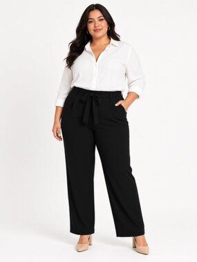 Studio by Torrid Black Tie Waist Loose Flowy Work Pants Pull On Office NWOT